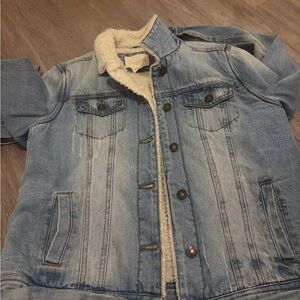 Sky and Sparrow Blue Denim Jacket with White Sherpa Lining
